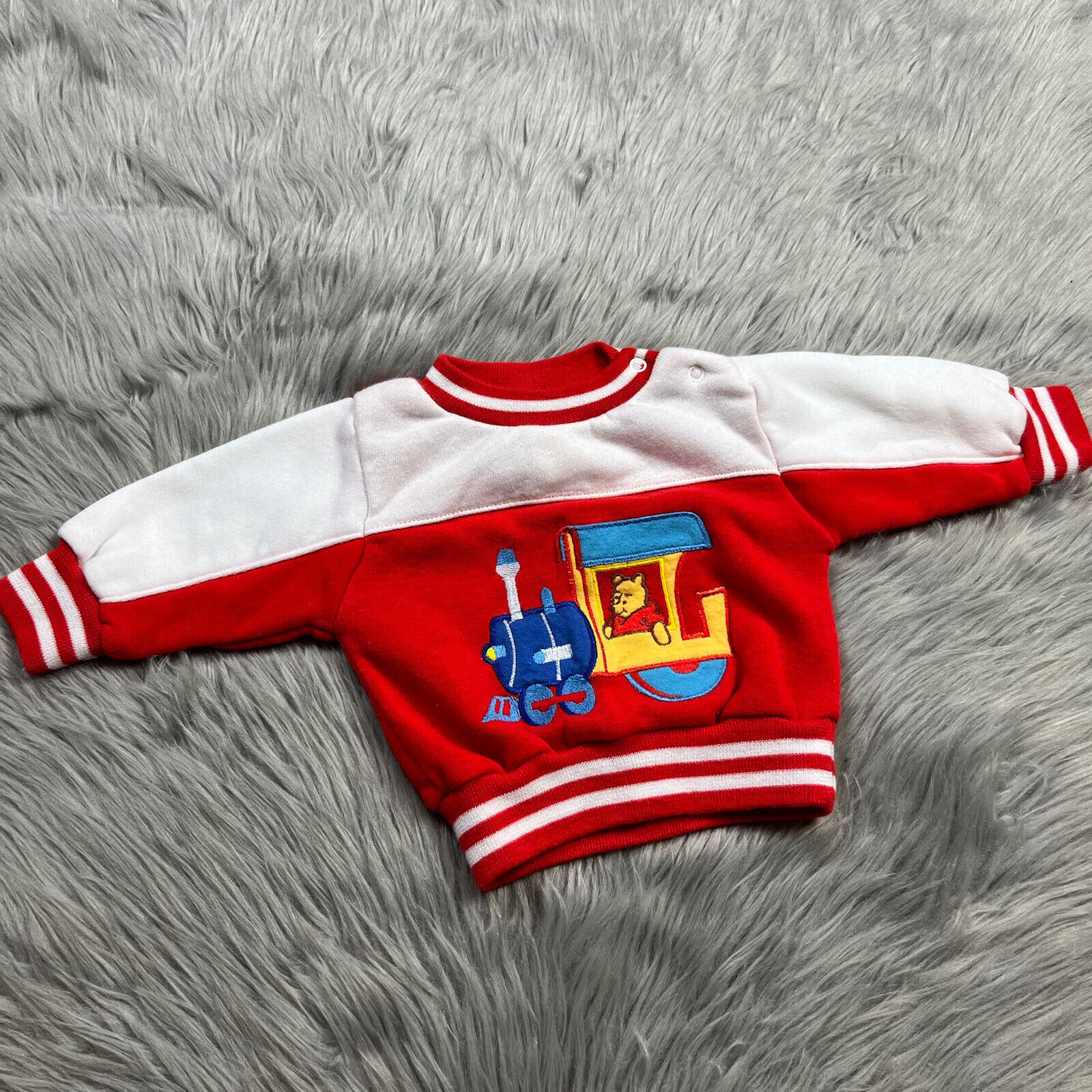 Vintage Disney Winnie The Pooh Red White Baby Tra… - image 1