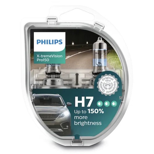 H7 PHILIPS Xtreme Vision Pro 3600K +150% Light Bulbs Headlamp Extra Light - Picture 2 of 7