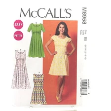 McCalls 6958 Dress Fit and Flared Misses Petite Size 8 16 Sewing Pattern Easy