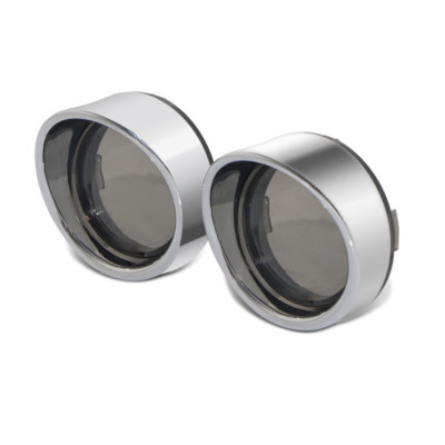 2-Pack Turn Signal Lens Covers With LED Trim Rings – Fit Harley Softail Dyna, Black