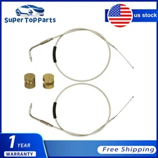 42" Stainless Steel Throttle & Idle Cable Set For Harley Davidson Motorcycles