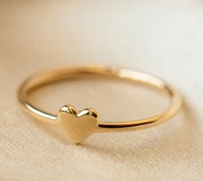 Simple, Classic, and Sentimental Solid 10K Yellow Gold Heart Face Promise Ring