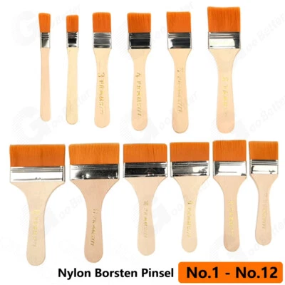 Nylon Borsten Pinsel Flachpinsel Reinigungspinsel Grundierpinsel No.1- No.12 - Bild 1 von 4