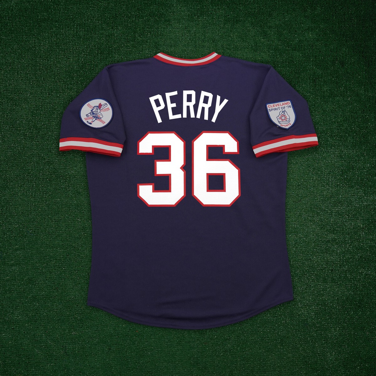 Gaylord Perry 1976 Cleveland Indians Cooperstown Men's Navy Blue