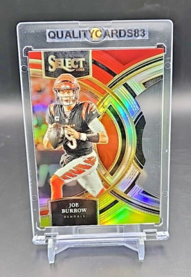 JOE BURROW RAINBOW HOLO DIE CUT CARD WITH CASE NFL CINCINNATI BENGALS