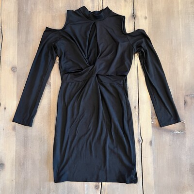 Love Culture Cold Shoulder Long Sleeve Bodycon Black Dress Size XS