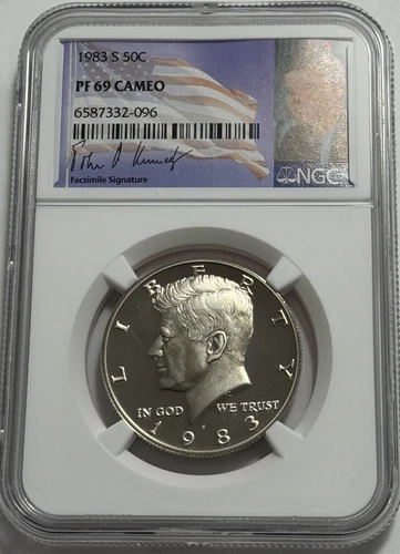 1983 S NGC PF69 CAMEO CLAD PROOF KENNEDY HALF DOLLAR 50C SIGNATURE LABEL POP 3