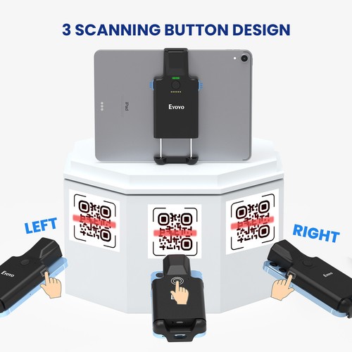 Eyoyo Wireless Bluetooth Barcode Scanner QR Code 2D Warehouse Inventory Scanner - Picture 10 of 12