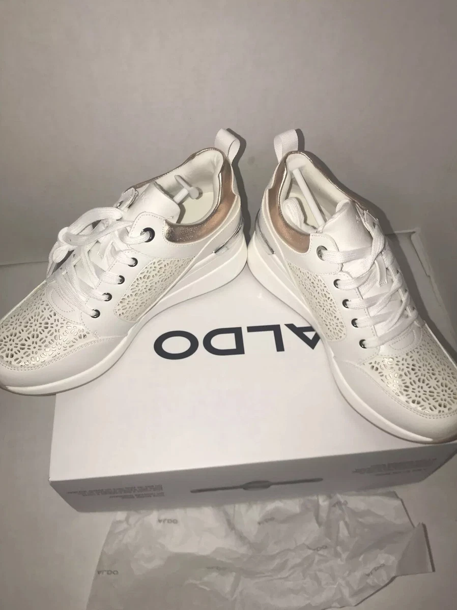 White wedge heel clearance trainers