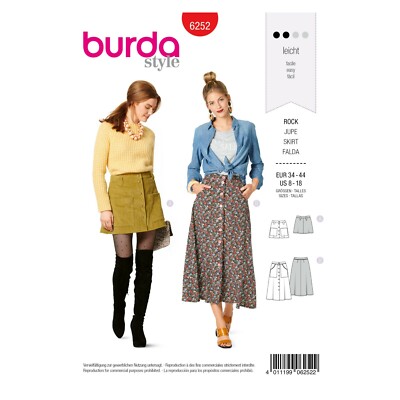 Burda Style Schnittmuster Nr.6252 - Rock - Röcke in Midi & Mini