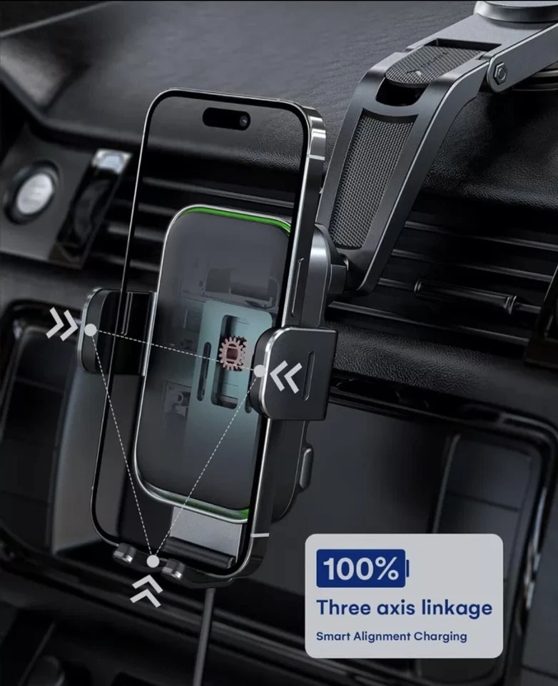 ZeeHoo 15W Fast Wireless Car Charger Power Grip CC70 Black Suction Cup Vent Moun - Image 3 of 4