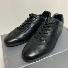 Prada Leather Sneakers Black Logo Embossed