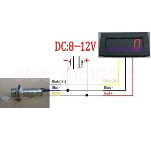 Velocímetro azul cuentarrevoluciones RPM Speed Meter Digital LED Hall Proximity Switch