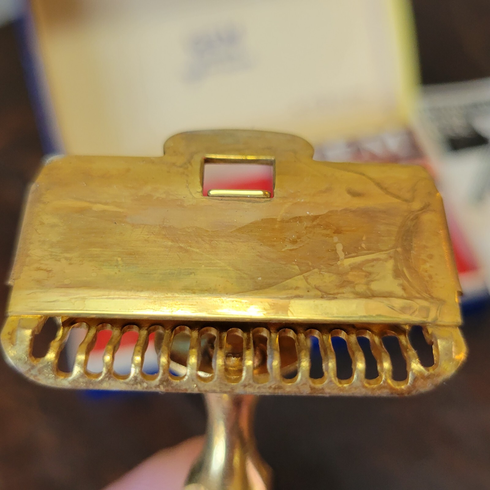 Vintage NOS Gem Junior Safety Razor in Original Box Gold Plated w/ 3