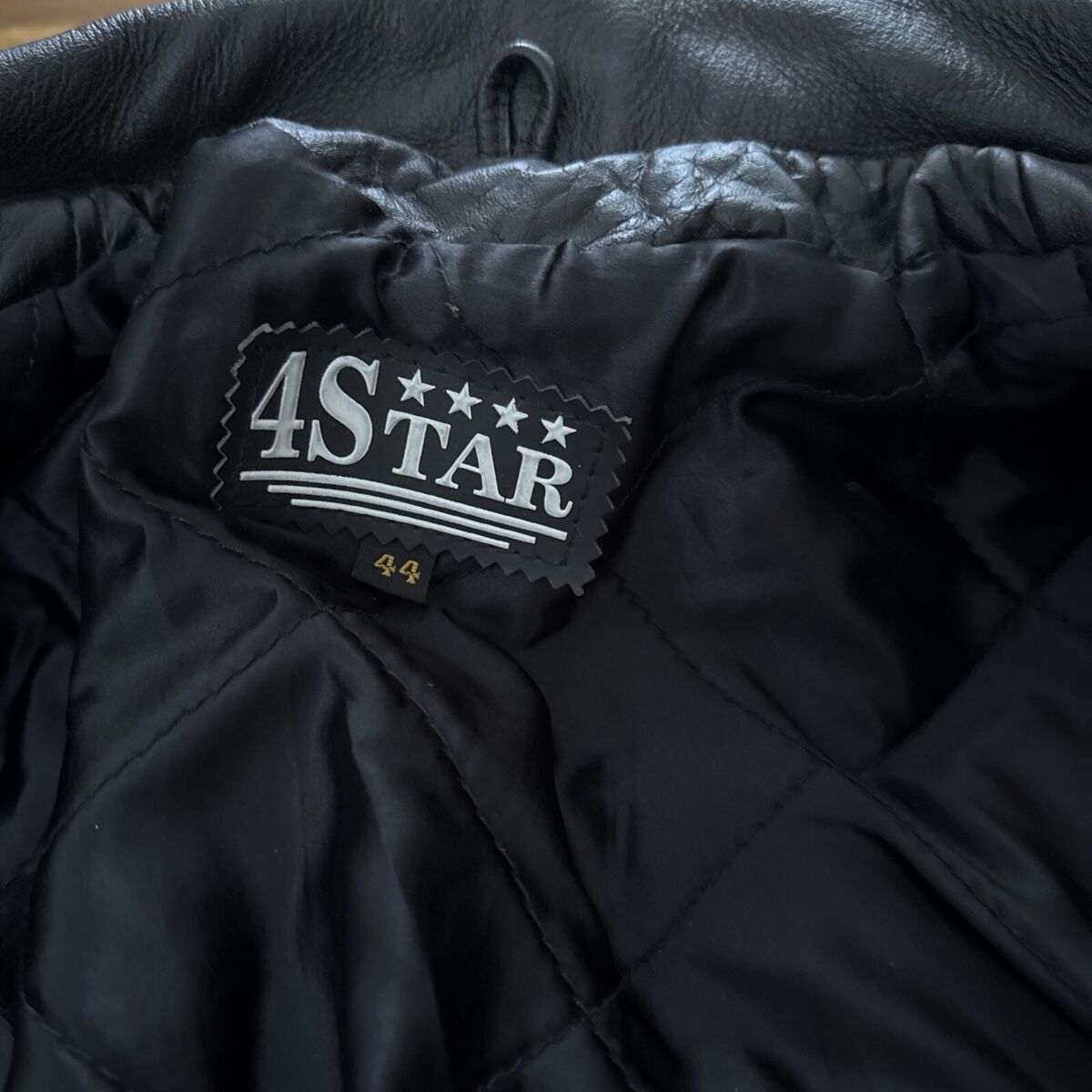 Vintage 4 Star Black Leather Belted Biker Jacket Motorcycle Vintage 4 Star Black Leather Belted Biker Jacket Motorcycle