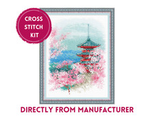 RIOLIS Counted Cross Stich Kit 1743 Sakura. Pagoda - Gorgeous Sakura Trees