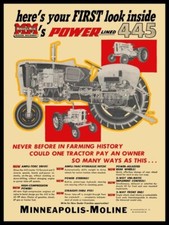 1956 Minneapolis Moline 445 Tractor, Cutaway View NEW Metal Sign: 9 x 12"