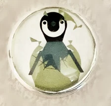 Charley Harper Baby Penguin Hatchling Water Bird 1" Glass Sewing Button CP319