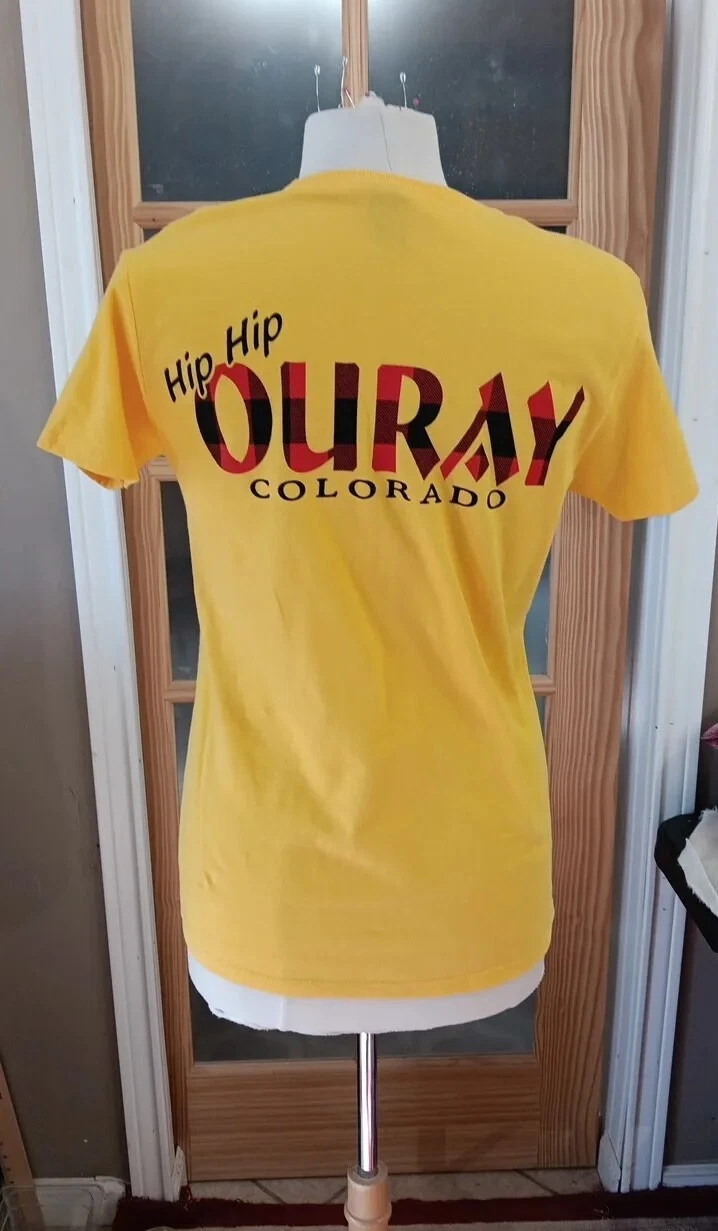 Ouray Colorado KOA T-Shirt Sz M " Hip Hip Ouray" Back Graphic Yellow New Unisex