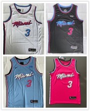 Men's Vest Miami Heat #3 Wade Adult Sports Top Stitched City Edition