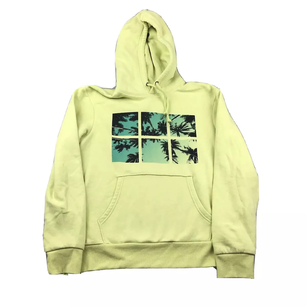 Old Navy Hoodie Mens Medium Yellow Graphic Pullover Hooded Sweatshirt