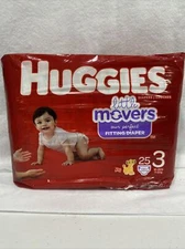 HUGGIES Little Movers Diapers, Size 3 (16-28 lb.), 25 Ct.