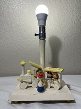 Vintage Musical Wood Circus Train Carnival Animal  s Lamp With Dual Night Light