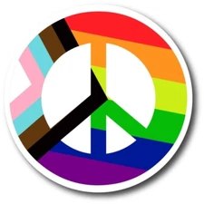 Magnet Me Up New LGBTQ Peace Sign Magnet Decal, 5 Inch Round, Automotive Magnet