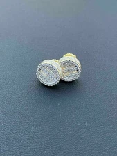 Men's Cluster Stud Earrings 14K Yellow Gold Finish 2Ct Lab Created Round Diamond