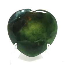 Moss Agate Worry Heart Stone #490- 40mm or 1.57"  -  Pocket Stone - Love