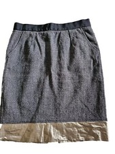 BCBG Maxazria Womens A Line Skirt Black Stretch Zip Knee Length Lined SZ 6  C3