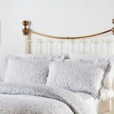 Bella Grey White Brocade Jacquard Cotton Rich Matelasse Bedspread / Pillowsham 