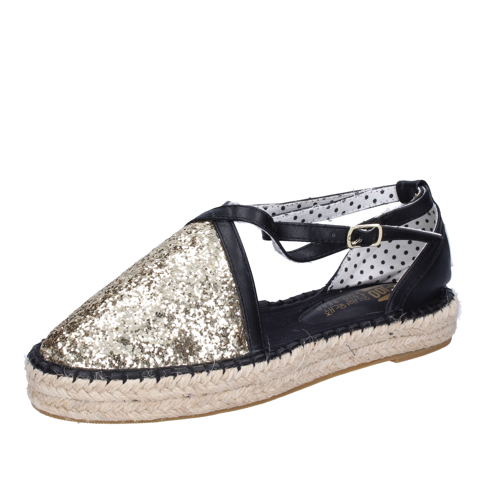 сандалии scarpe donna O-JOO oro с блестками nero pelle sintetica BR126