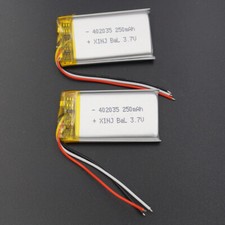 Termistor 3 cables para cámara de tablero GPS batería de polímero Li 402035 de 3,7 V 250 mAh 2 piezas