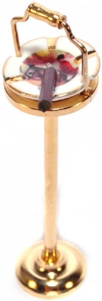 Casa Delle Bambole Rotondo Posacenere Su Dorato Stand Reutter Pub Accessori - Immagine 2 di 4