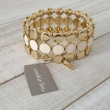 Cookie Lee Stretch Bracelet Gold Tone Enamel Circles NWT