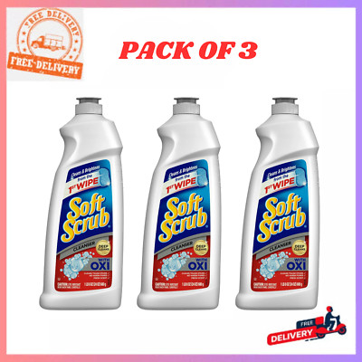 (3 Pack) Soft Scrub Multi-Purpose Cleanser with OXI, Surface Cleaner, 24 Ounce