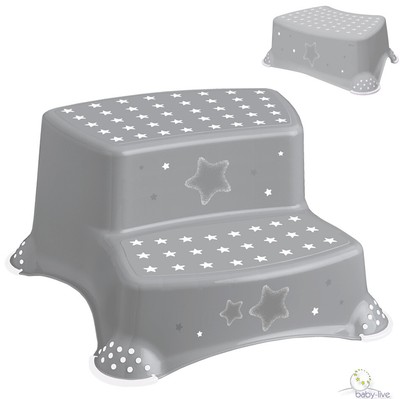 STARS GRAU TRITTHOCKER RUTSCHFEST TRITTSCHEMEL FUSSBANK EIN- ZWEISTUFIG