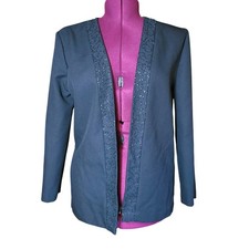 Vintage Casablanca Open Blazer Beaded Detail Along Front Womens Size 10