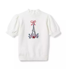 BNWT Girl Jet Ivory Eiffel Tower Visit  Sweater Top by Janie and Jack, Size 7