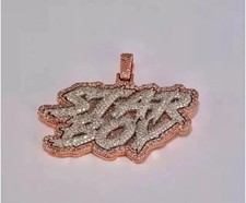 Ciondolo Lettera Personalizzato 4Ct Taglio Tondo Vera Moissanite 14K Bicolore Placcato Oro