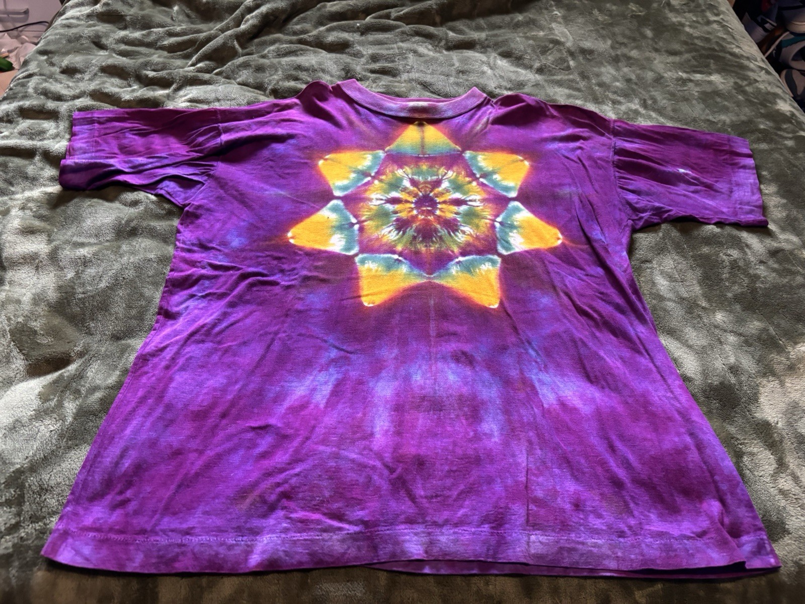 Vintage 90s Tie Dye Shirt Mens XL Multi Color Hippie Woodstock Single Stitch