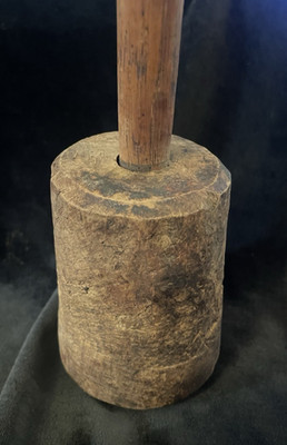 Best Antique Burl Wood Carpenter Maul Mallet Patina Great 13 1/2''T  3''  
