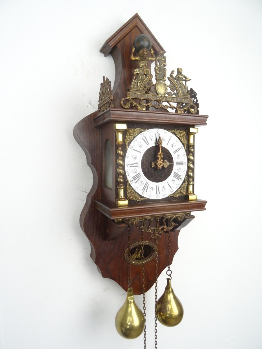 Dutch Zaanse Vintage Antique Wall Clock 8 day GONG Chime Warmink