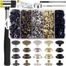 506PCS Snap Fasteners Kit 15mm Leather Snap Fasteners Kit Sewing Snaps 304 St...