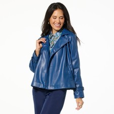 Jaclyn Smith Womens Faux Leather Swing Trench...
