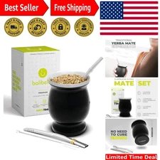 Insulated Stainless Steel Yerba Mate Cup and Dual Bombilla Set - Easy Clean