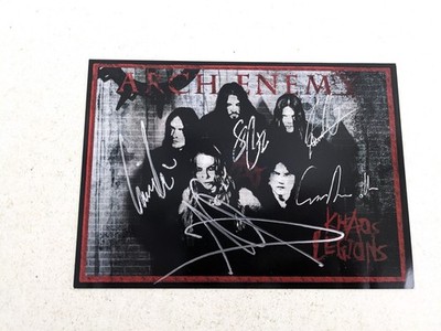 Arch Enemy Khaos Legions Signed Promo Card Swedish Death Metal 7''x5''