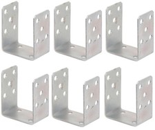 Aqbau 6er Set U-Pfostentr&auml;ger zum Aufschrauben Pfostenanker Stahl verzinkt 4 mm