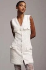 BHLDN Tweed Beaded Mini Reception Dress SZ XS